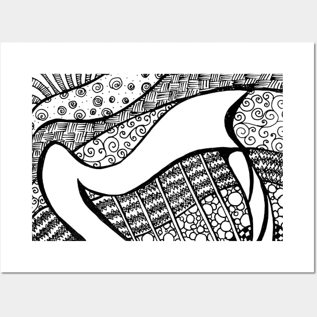 Ink drawing - Tangle Harp Wall Art by LadyCaro1